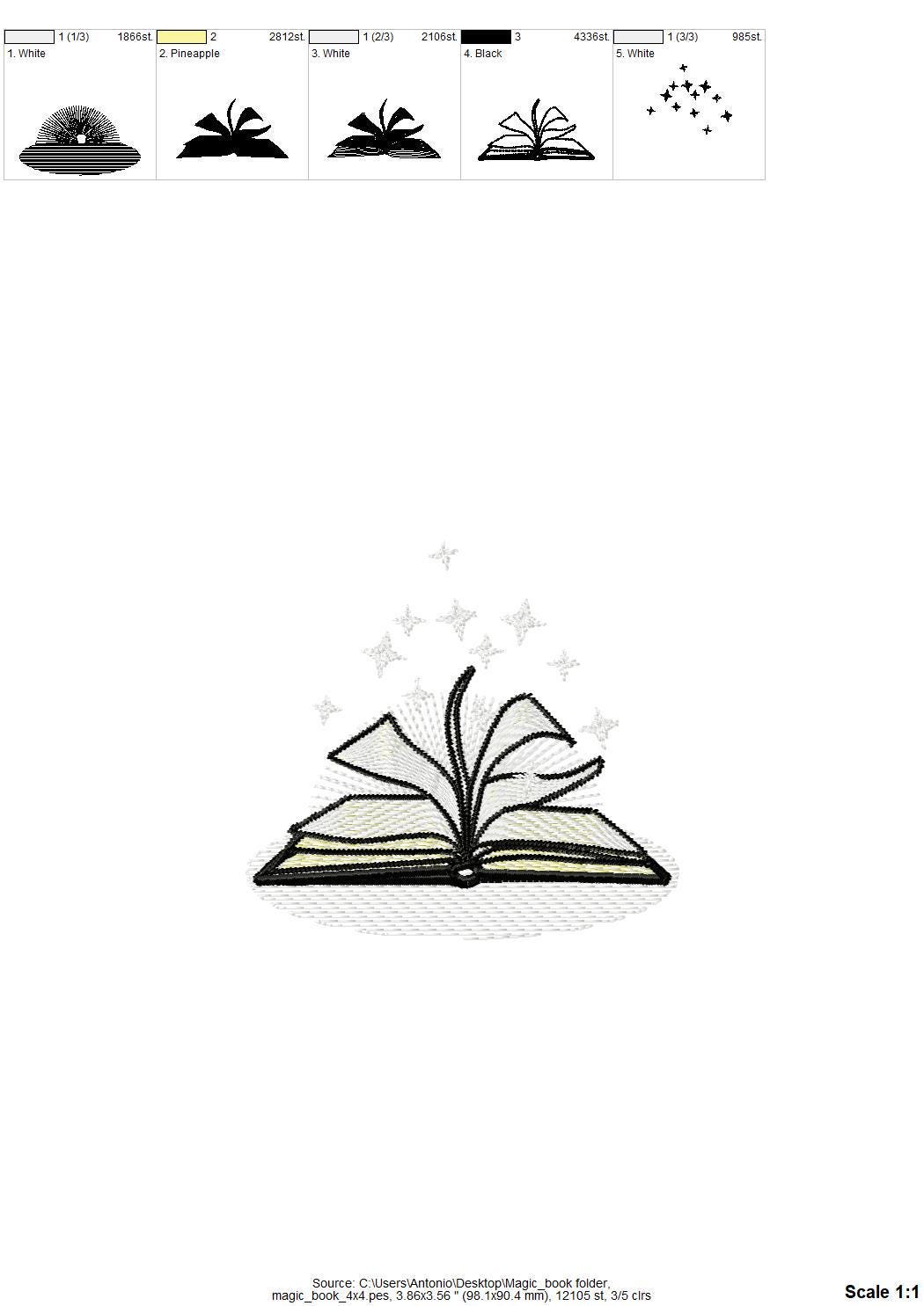 Magic Fairytale Book Glow in the dark special thread machine embroidery designs reading kids