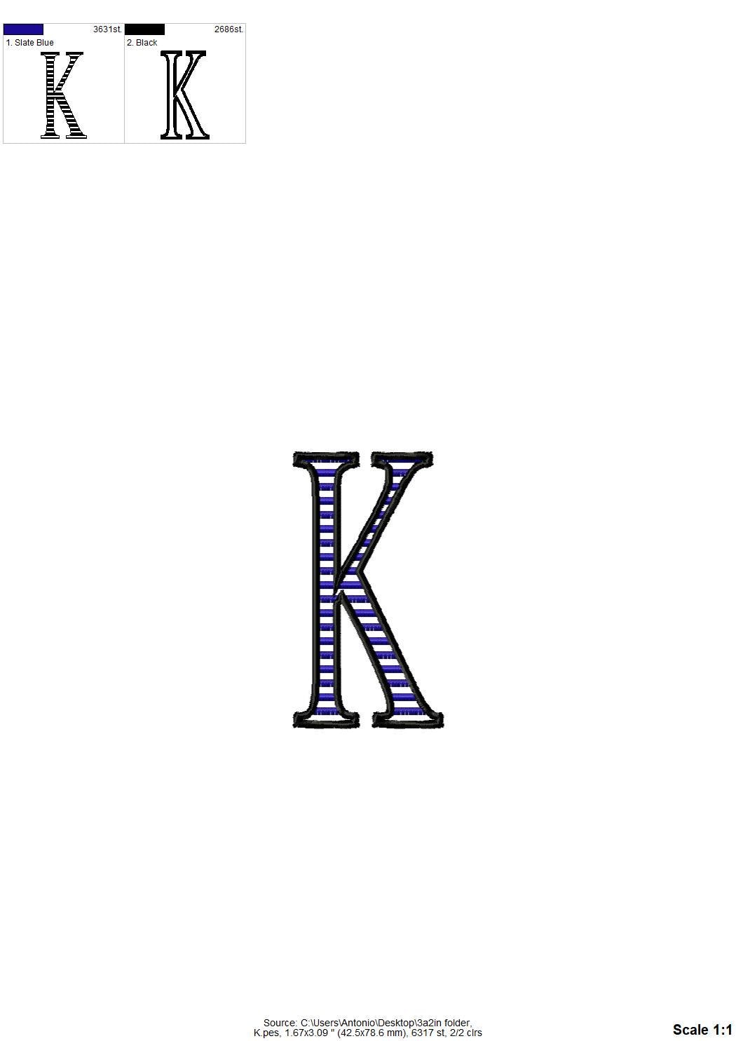 Block Striped Narrow Font satin stitch alphabet monogram letters numbers punctuation machine embroidery designs sizes 2 up to 4.5 inch, BX