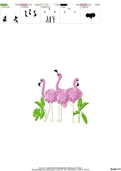 Mini Fringed Fluffy Flamingo Trio 3 Flamingo Bird Machine Embroidery Designs Small Sizes for Hoop 4x4 and 5x7 Fringe Fur Chenille Design - Etsy