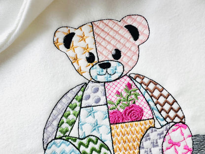 Cute little Patchwork Teddy Bear awesome patterned Teddy outline | Artapli - image 3