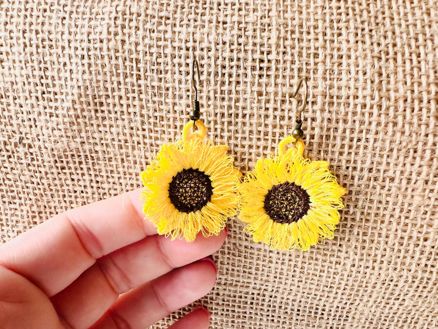 Fringed Fluffy Sunflower Earrings Charm Pendant FSL Freestanding Lace Machine Embroidery Designs Kids Girls Pretty Flower Fur Fringe Design - Etsy