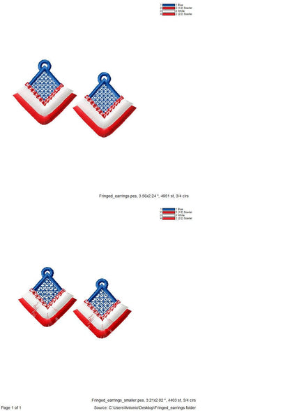 Fringed Fluffy Lace Earrings or Charm in the Hoop FSL Freestanding Lace Girls Dangle Earrings Machine Embroidery Designs ITH Project - Etsy