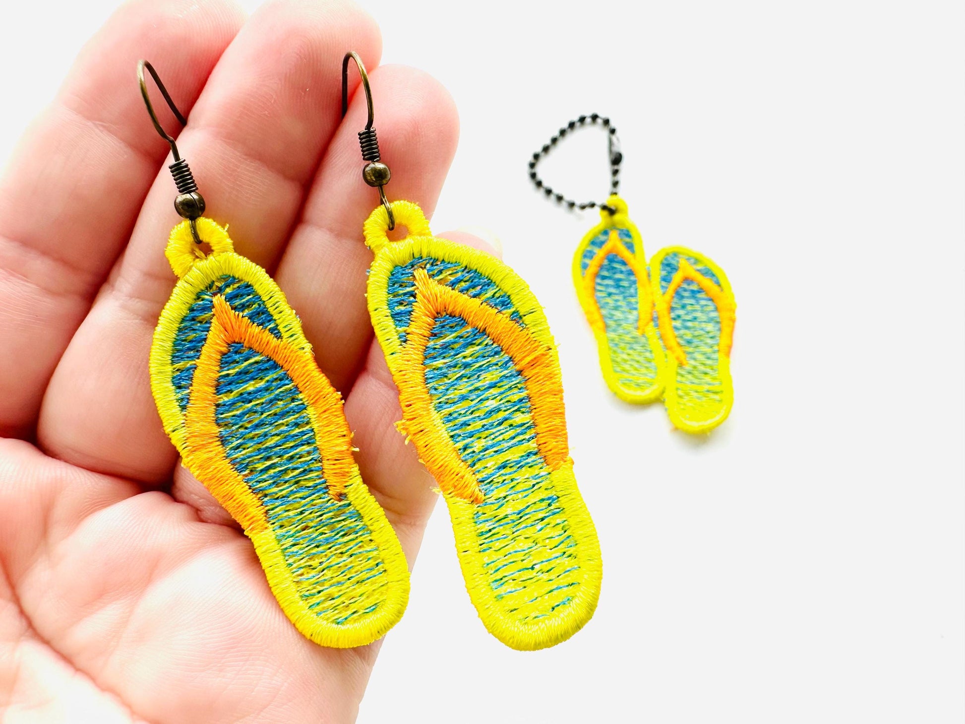 Gradient Ombre effect Flip Flops earrings charm FSL freestanding lace machine embroidery designs flip flop beach shoes girls summer design