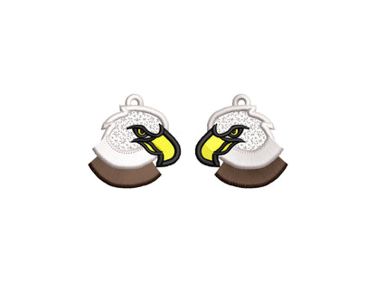 Fringed Bald Eagle fluffy tiny earrings or charm in the hoop FSL freestanding lace fluffy machine embroidery designs size approx 1.5 inch - image 5