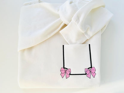 Cute Pocket with mini Bow kids girls outfit Pocket in the hoop machine embroidery designs easy ITH project awesome genuine Pocket simply