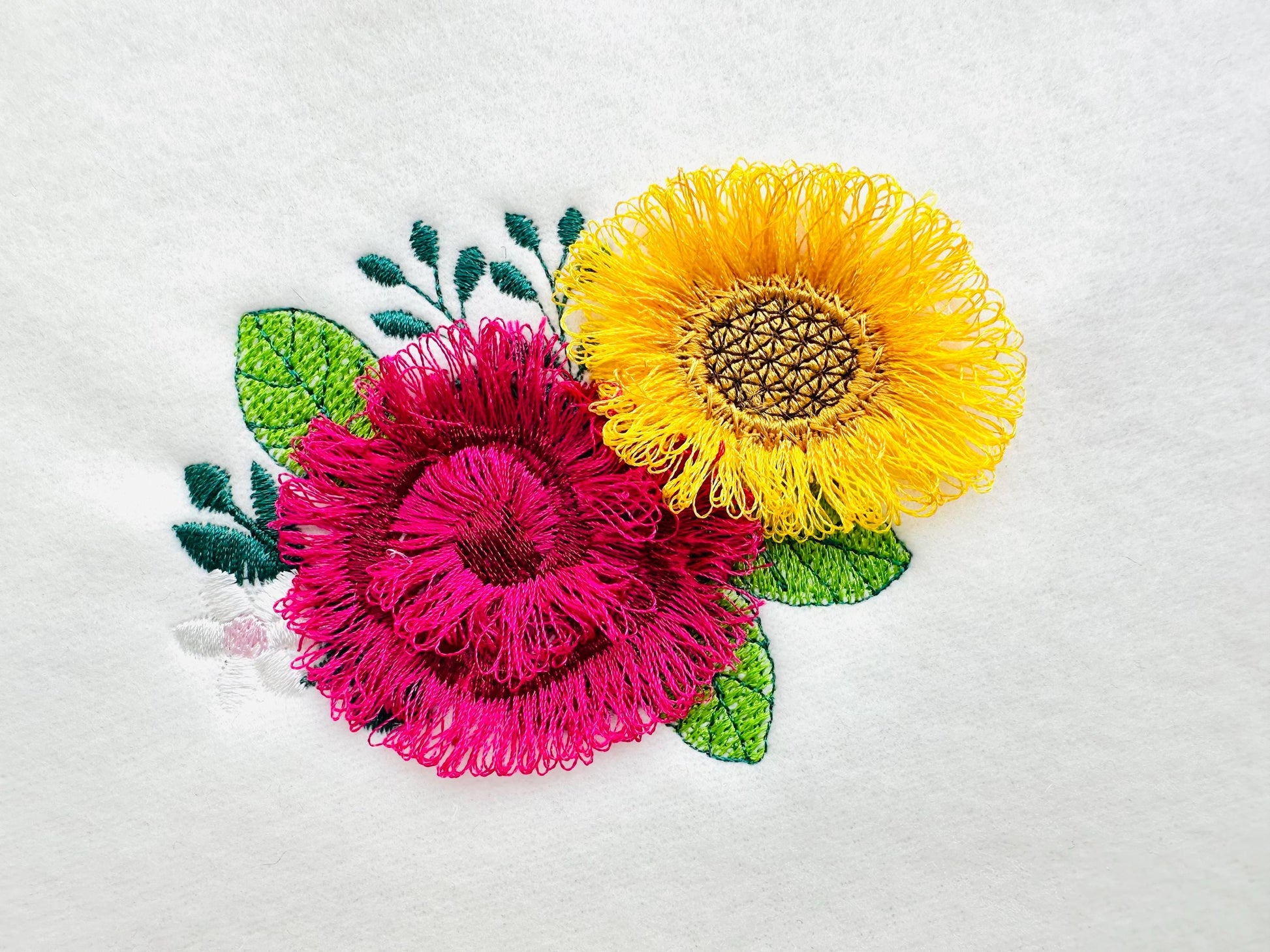 Fringed Sunflower and Rose Peony Bouquet Fluffy Fringe Flower Girls Machine Embroidery Designs Fuzzy Chenille Design Sizes 3.5 up to 5 Inch - Etsy