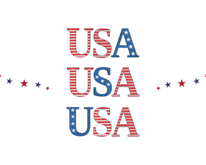 Patriotic block Font SET of 3 types Stars and Stripes alphabet machine embroidery designs 4th of July Monogram sizes 1.2 up to 3.4 inch, BX