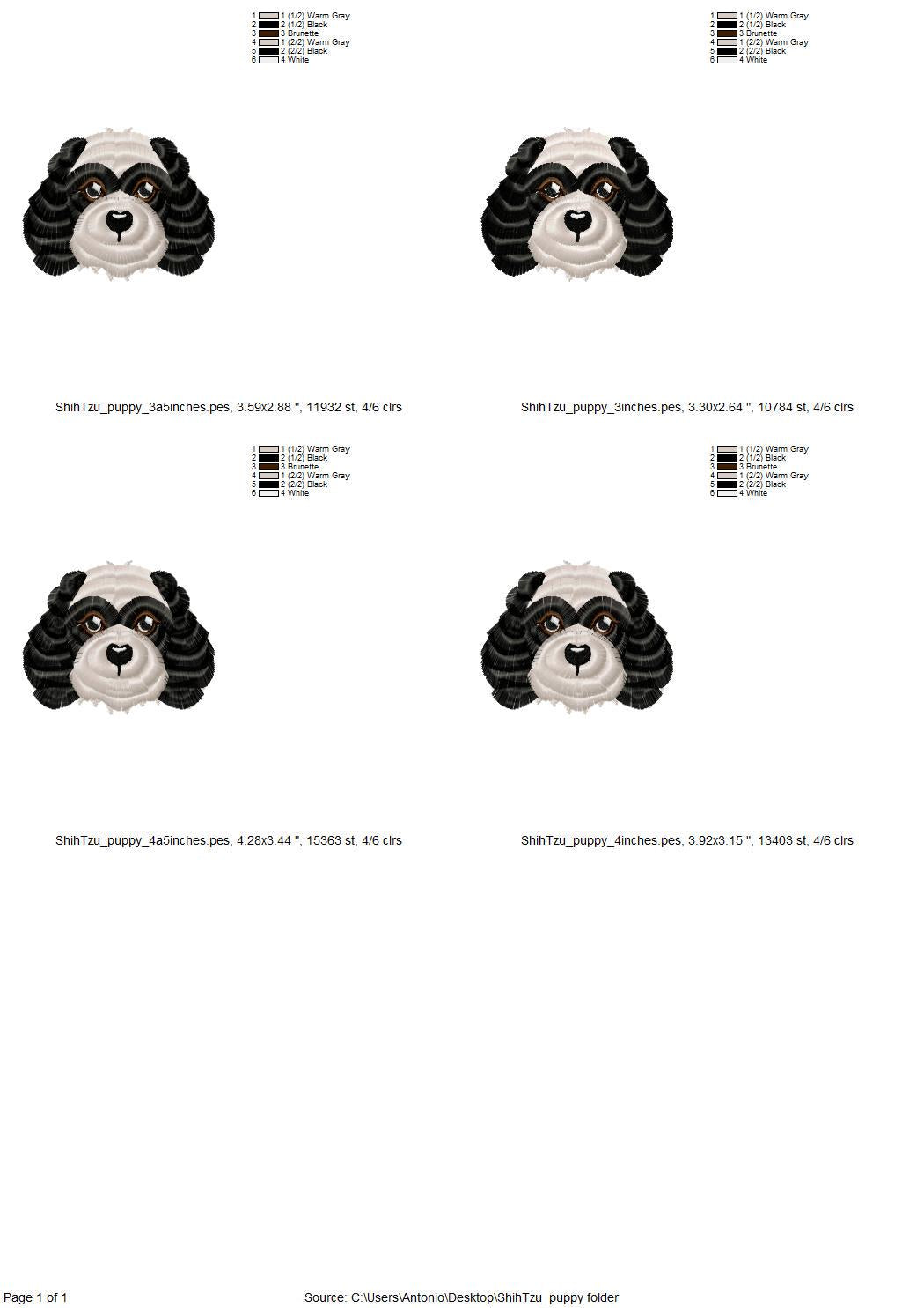 Fringed Fluffy Puppy Shih Tzu Face Pet Adorable Little Dog Head Fur Chenille Fringe Machine Embroidery Designs Sizes 3 up to 4.5 Inch - Etsy