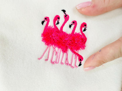 Mini Fringed Fluffy 6 Flamingos Flock of 6 Flamingo Bird Machine Embroidery Designs Small Sizes for Hoop 4x4 5x7 Fringe Fur Chenille Design - Etsy