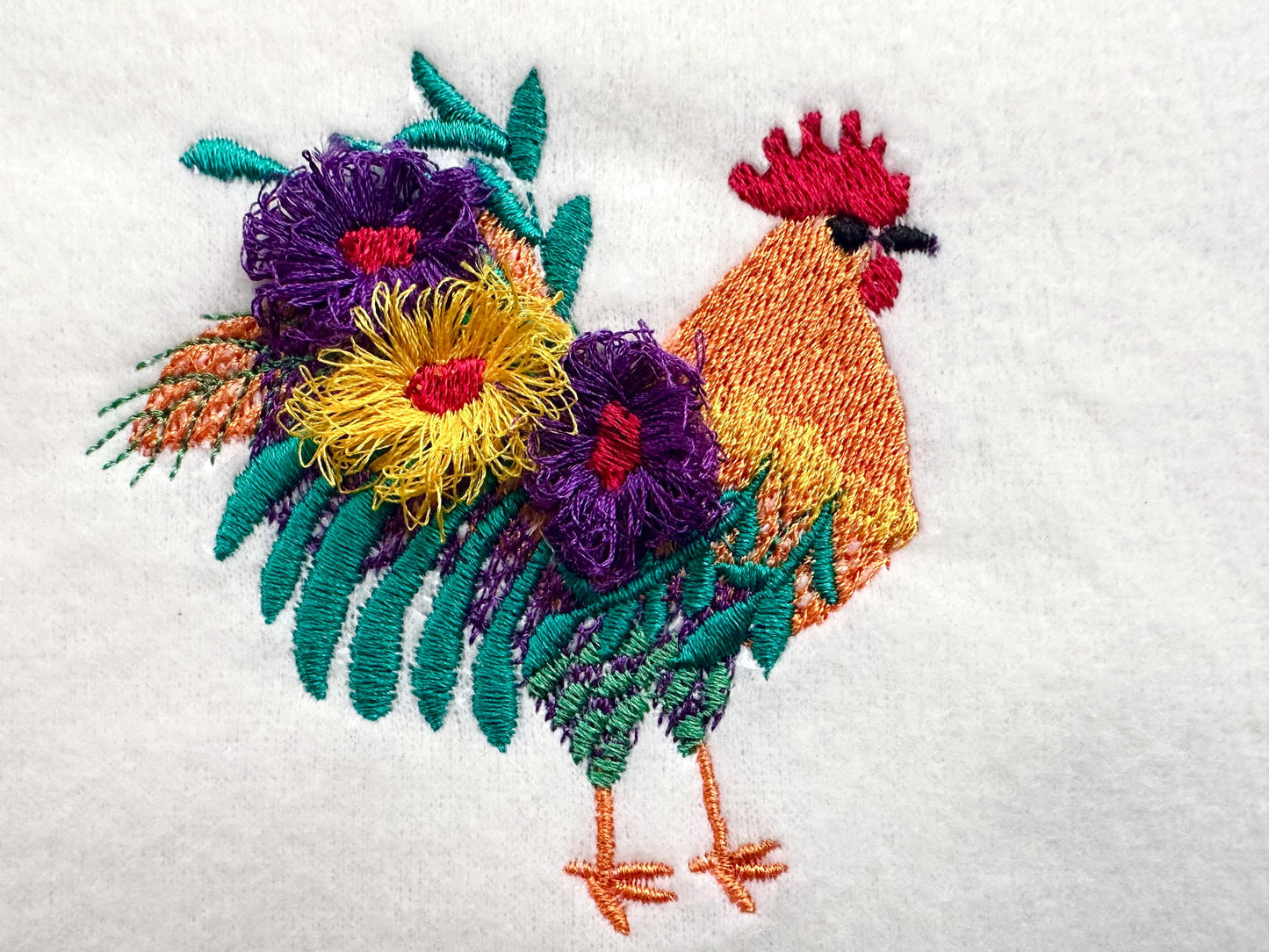 Mini Rooster Floral Tail Feathers Fringed Fluffy Chenille Machine Embroidery Designs Mini Sizes for Hoop 4x4 Fringe Fur Farm Bird Chicken - Etsy