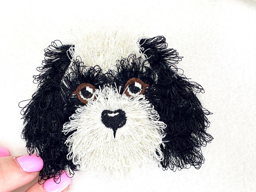 Fringed Fluffy Puppy Shih Tzu Face Pet Adorable Little Dog Head Fur Chenille Fringe Machine Embroidery Designs Sizes 3 up to 4.5 Inch - Etsy