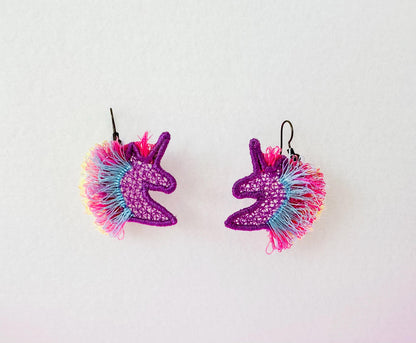Unicorn Magic Horse Head fringed fluffy hair girls earrings or charm in | Artapli - image 2