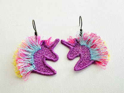 Unicorn Magic Horse Head fringed fluffy hair girls earrings or charm in | Artapli - image 3
