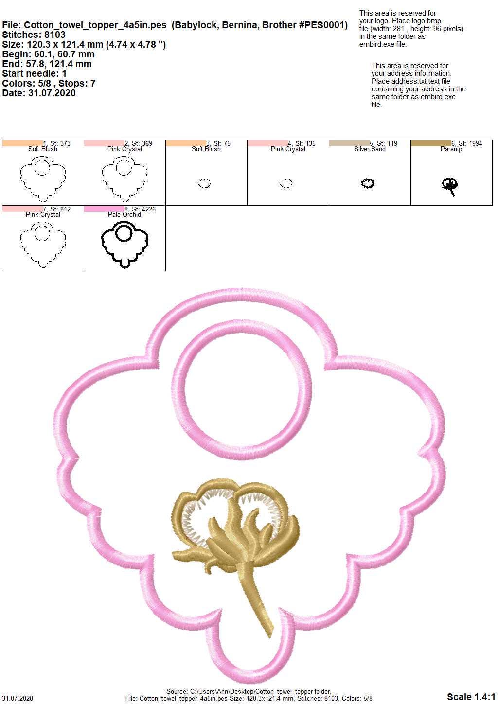 Cotton Flower towel topper hanging hole SET of 3 types In The Hoop machine embroidery designs ITH project Towel hanger for hoop 4x4 and 5x7