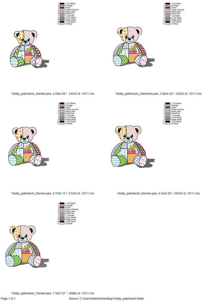 Cute little Patchwork Teddy Bear awesome patterned Teddy outline | Artapli - image 6