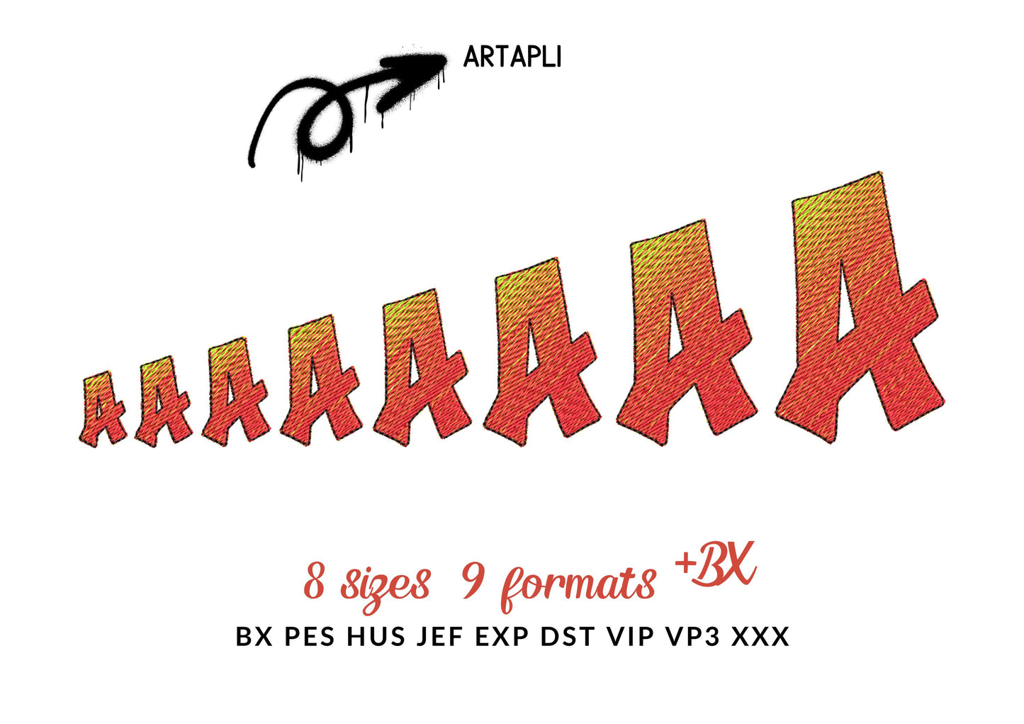 Graffiti street art FONT 2 color alphabet iridescent ombre gradient machine embroidery designs boys Monogram letters sizes 1 up to 3.5 inch