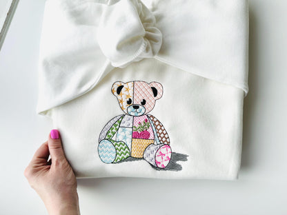Cute little Patchwork Teddy Bear awesome patterned Teddy outline | Artapli - image 4