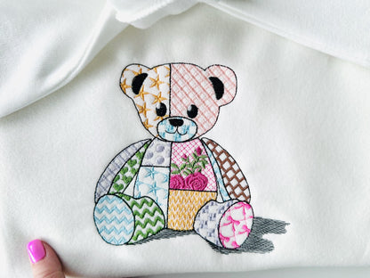 Cute little Patchwork Teddy Bear awesome patterned Teddy outline | Artapli - image 2