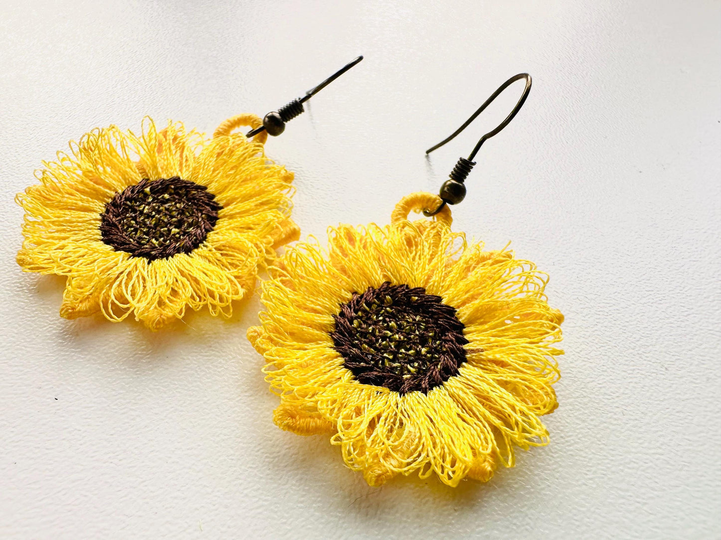 Fringed Fluffy Sunflower Earrings Charm Pendant FSL Freestanding Lace Machine Embroidery Designs Kids Girls Pretty Flower Fur Fringe Design - Etsy
