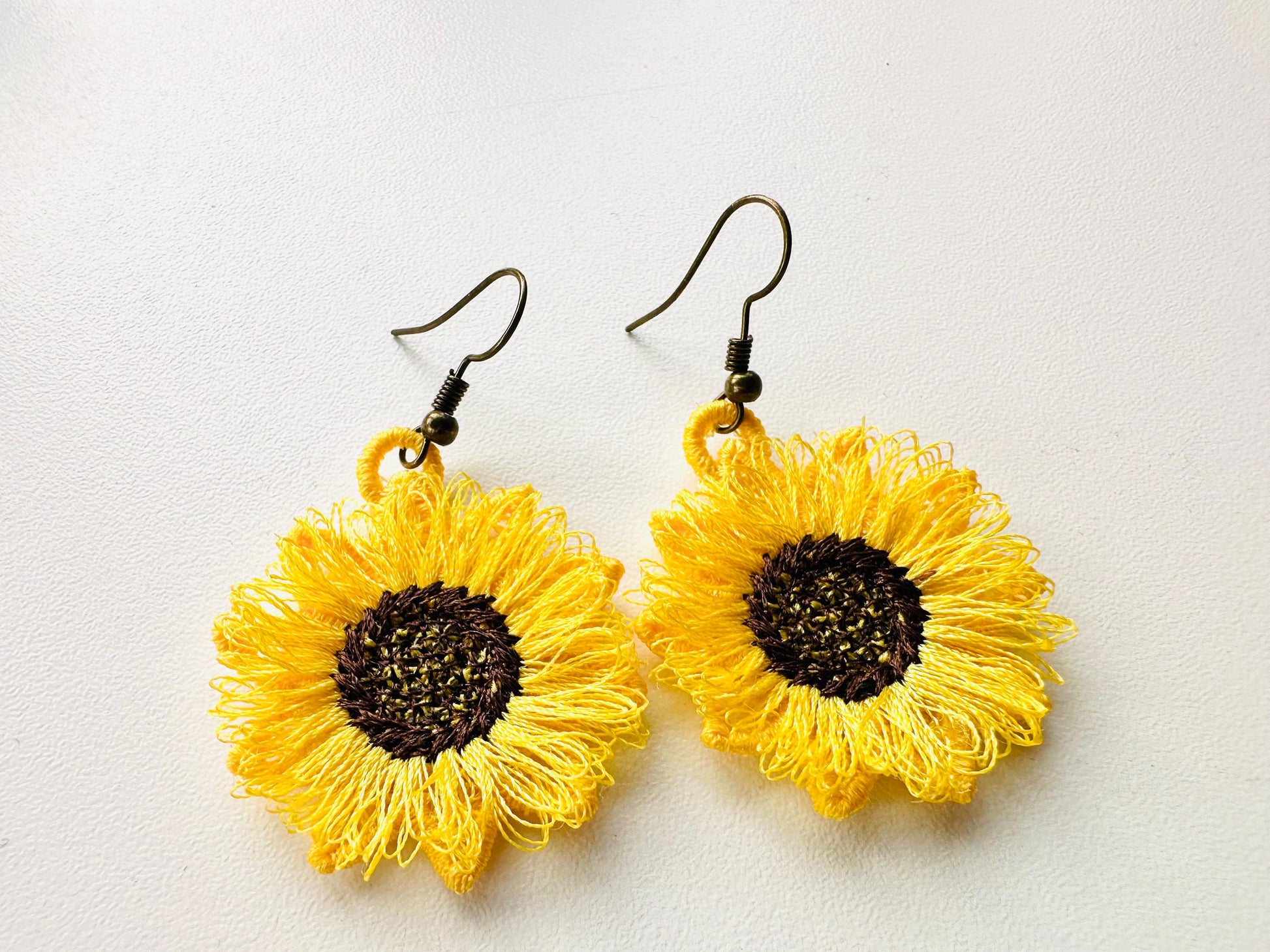 Fringed Fluffy Sunflower Earrings Charm Pendant FSL Freestanding Lace Machine Embroidery Designs Kids Girls Pretty Flower Fur Fringe Design - Etsy