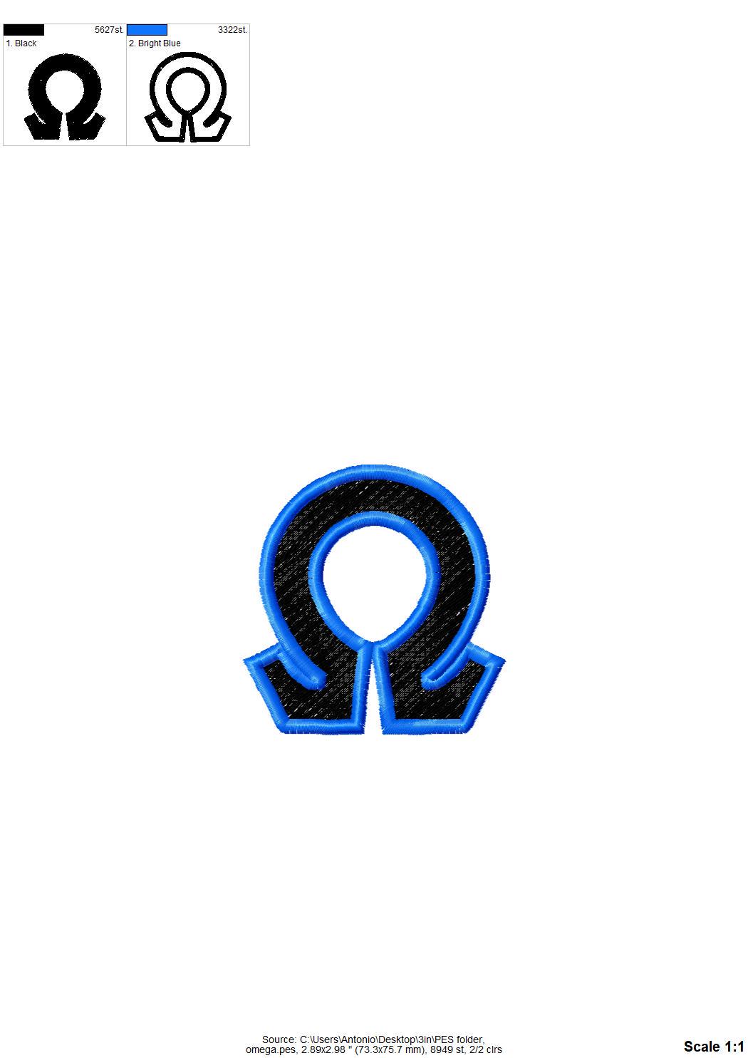 Greek Font 2 colors alphabet – Greek embroidery pattern by Artapli