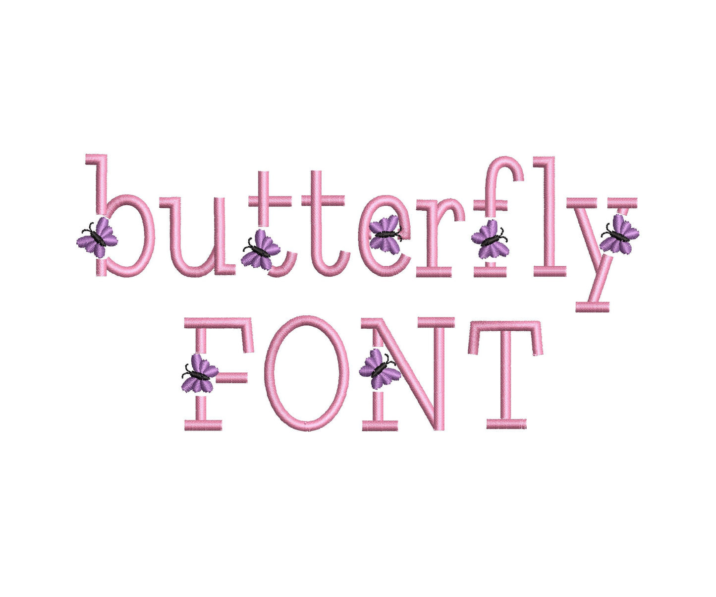 Satin stitch mini Butterfly Font SET of 2 types Alphabet letters little girls kids Monogram machine embroidery designs