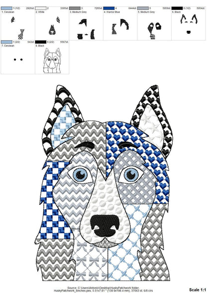 Patchwork Husky Puppy Dog
