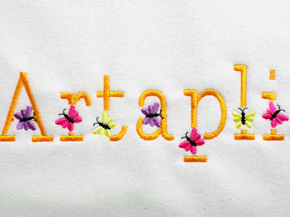 Satin stitch mini Butterfly Font SET of 2 types Alphabet letters little girls kids Monogram machine embroidery designs