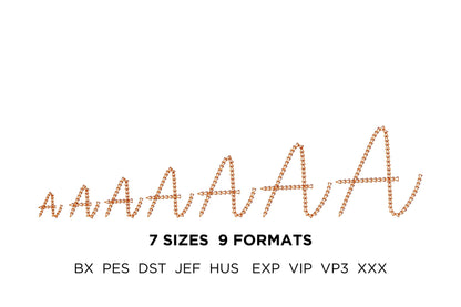 Quick light stitch Chain FONT machine embroidery designs handwritten script Font alphabet letters Monogram assorted sizes 1 up to 3.2 in, BX - image 5