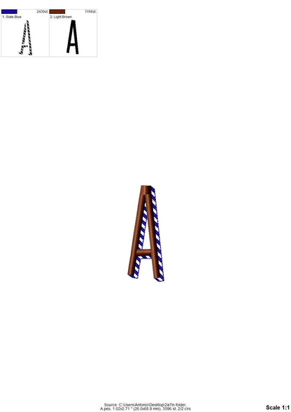 Shadow FONT satin stitches stripes machine embroidery designs sizes 1.2 to 4 inches shadowed monogram alphabet kids colorful embroidery font - image 6