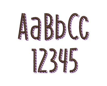 Shadow FONT satin stitches stripes machine embroidery designs sizes 1.2 to 4 inches shadowed monogram alphabet kids colorful embroidery font - image 8