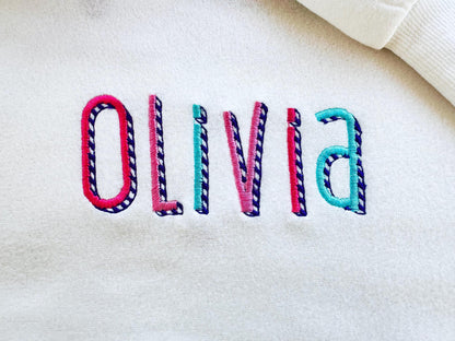 Shadow FONT satin stitches stripes machine embroidery designs sizes 1.2 to 4 inches shadowed monogram alphabet kids colorful embroidery font - image 2