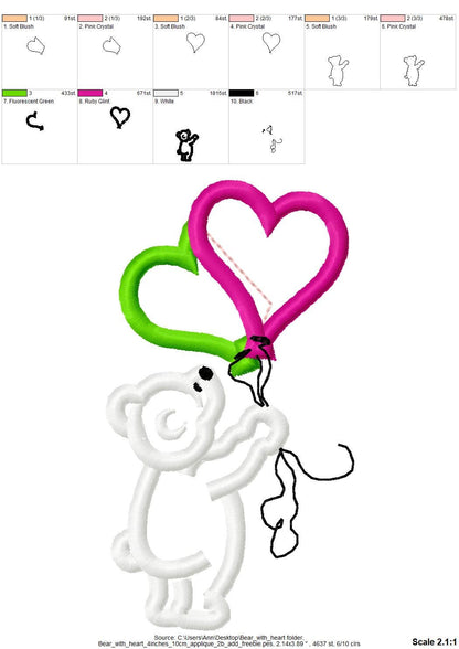 Teddy Bear with Heart Balloon Applique - image 2