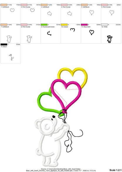 Teddy Bear with Heart Balloon Applique - image 5