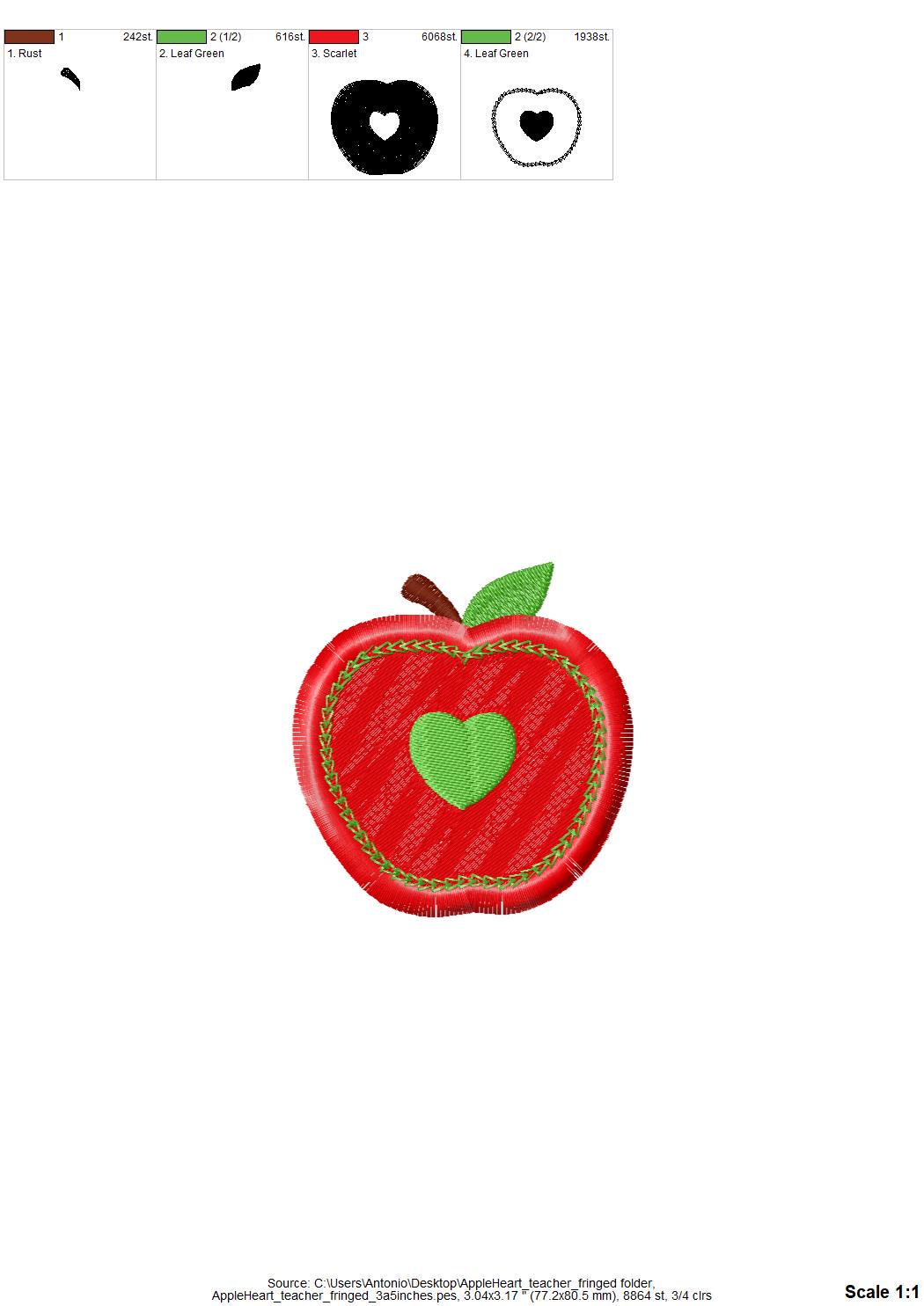 Fringed Apple with Heart