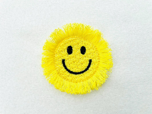 Small Fringed Happy Face, with Chenille effect  fuzzy happy face fringe in the hoop ITH machine embroidery designs sweatshirt cozy vibes - image 2