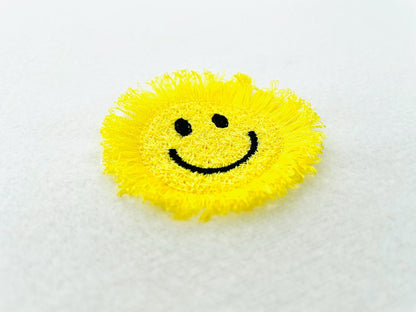 Small Fringed Happy Face, with Chenille effect  fuzzy happy face fringe in the hoop ITH machine embroidery designs sweatshirt cozy vibes - image 5