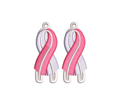 Fringed Pink Ribbon Earrings FSL