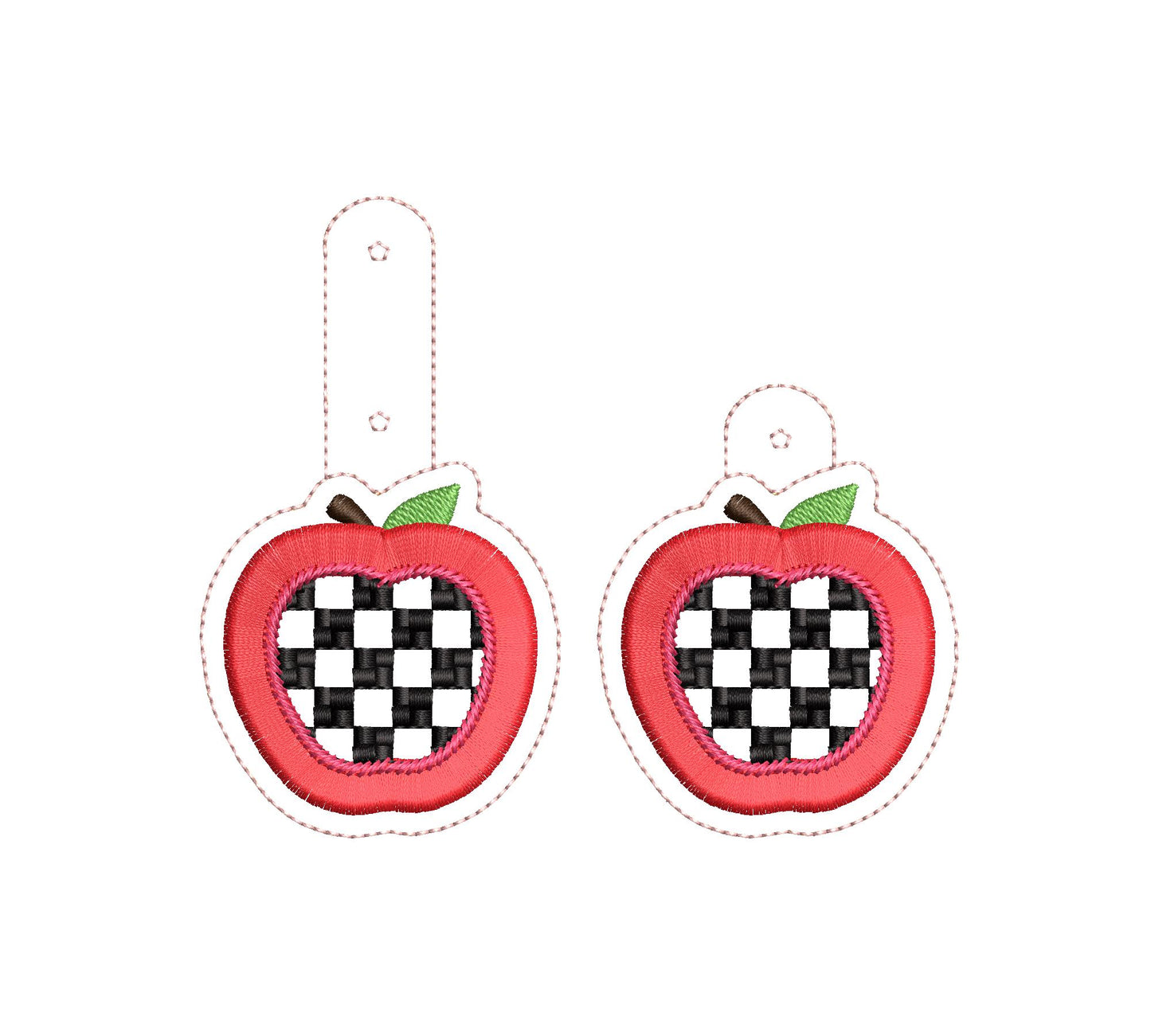 Checkered Fringed Apple Keychain