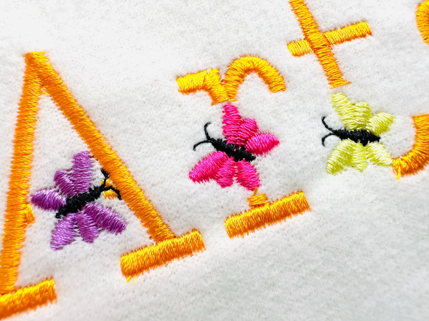 Satin stitch mini Butterfly Font SET of 2 types Alphabet letters little girls kids Monogram machine embroidery designs
