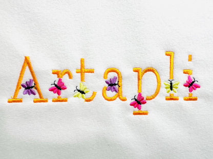 Satin stitch mini Butterfly Font SET of 2 types Alphabet letters little girls kids Monogram machine embroidery designs