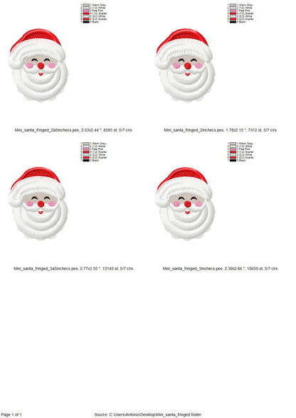 Fringed Fluffy Beard Santa Claus Face Christmas Theme Santa Machine Embroidery Designs Fur Fuzzy Chenille Design Mini Sizes