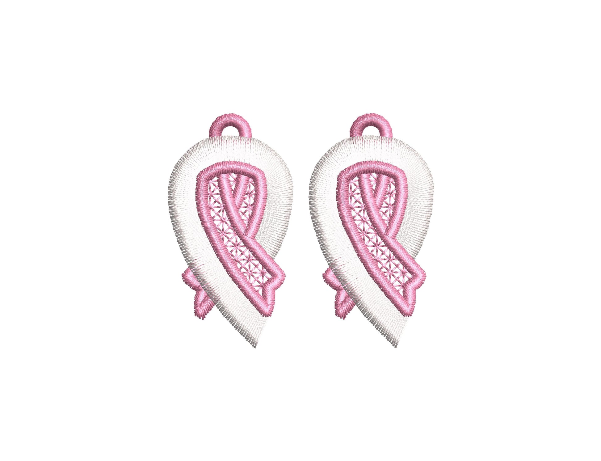 Fringed Pink Ribbon Earrings FSL