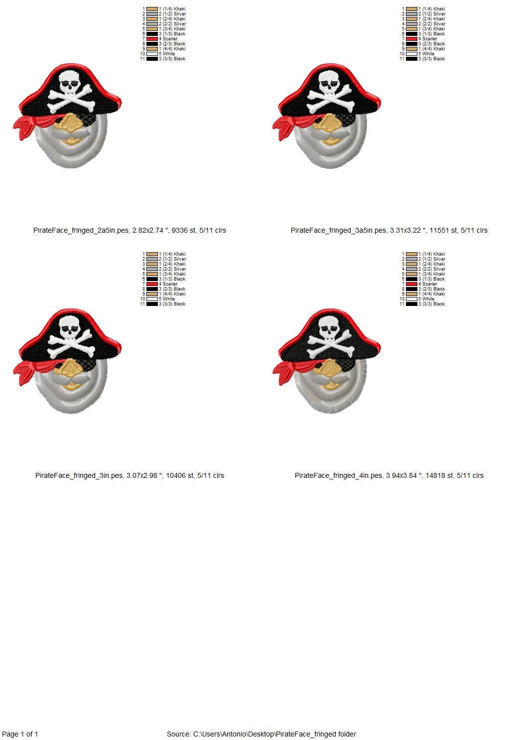 Fringed fluffy beard Pirate face crossed bones hat machine embroidery designs little boys baby fur chenille design sizes 2.5 up to 4 inch - image 2