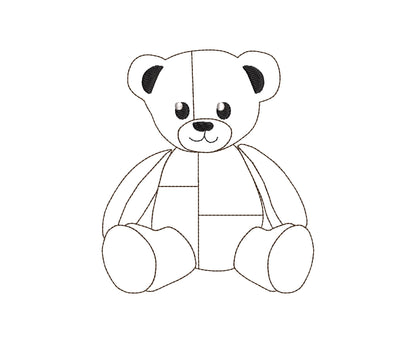Cute little Patchwork Teddy Bear Applique machine embroidery designs baby kids girls boys soft Teddy design many sizes 4.5 up to 8 inches - image 9
