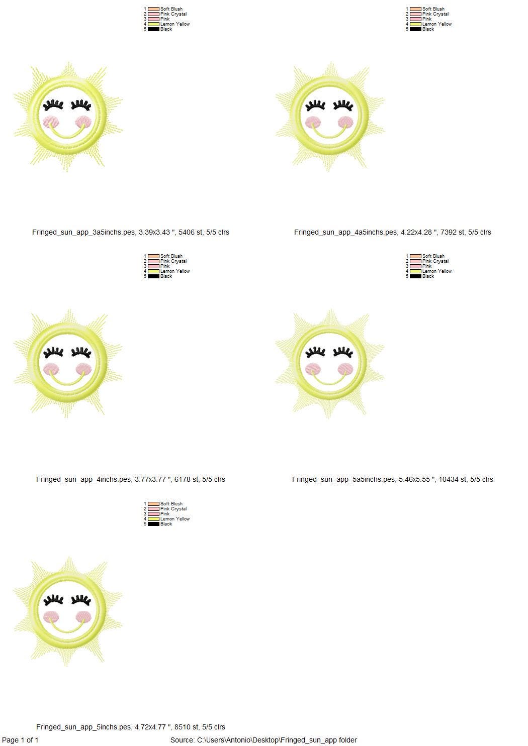 Fringed Sun Applique
