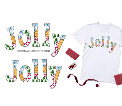 Christmas theme Patterned Block Font Patchwork alphabet Monogram letters numbers machine embroidery designs sizes 1.8 up to 3.5 inch, BX