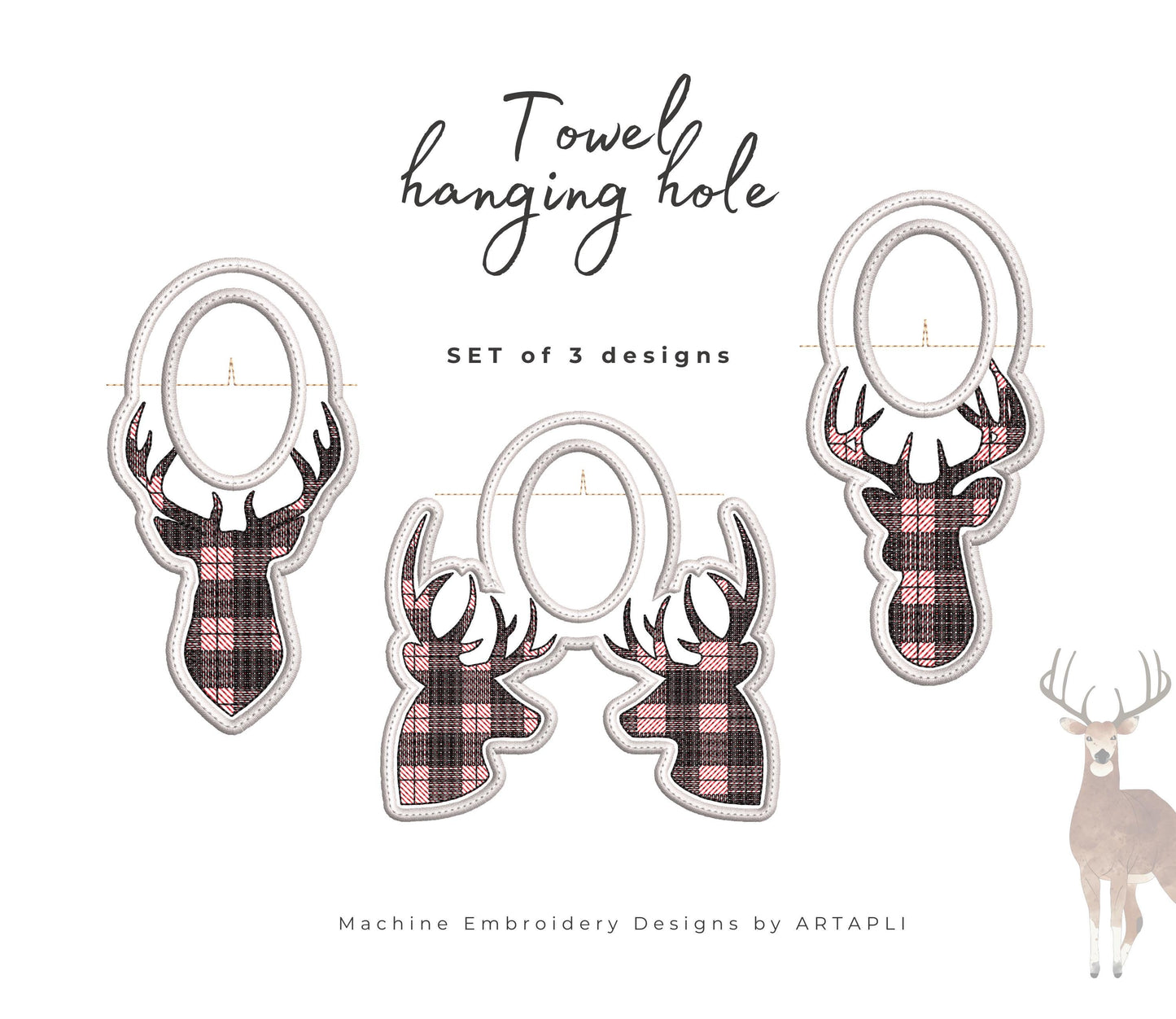 Buck Deer Towel Topper SET of 3