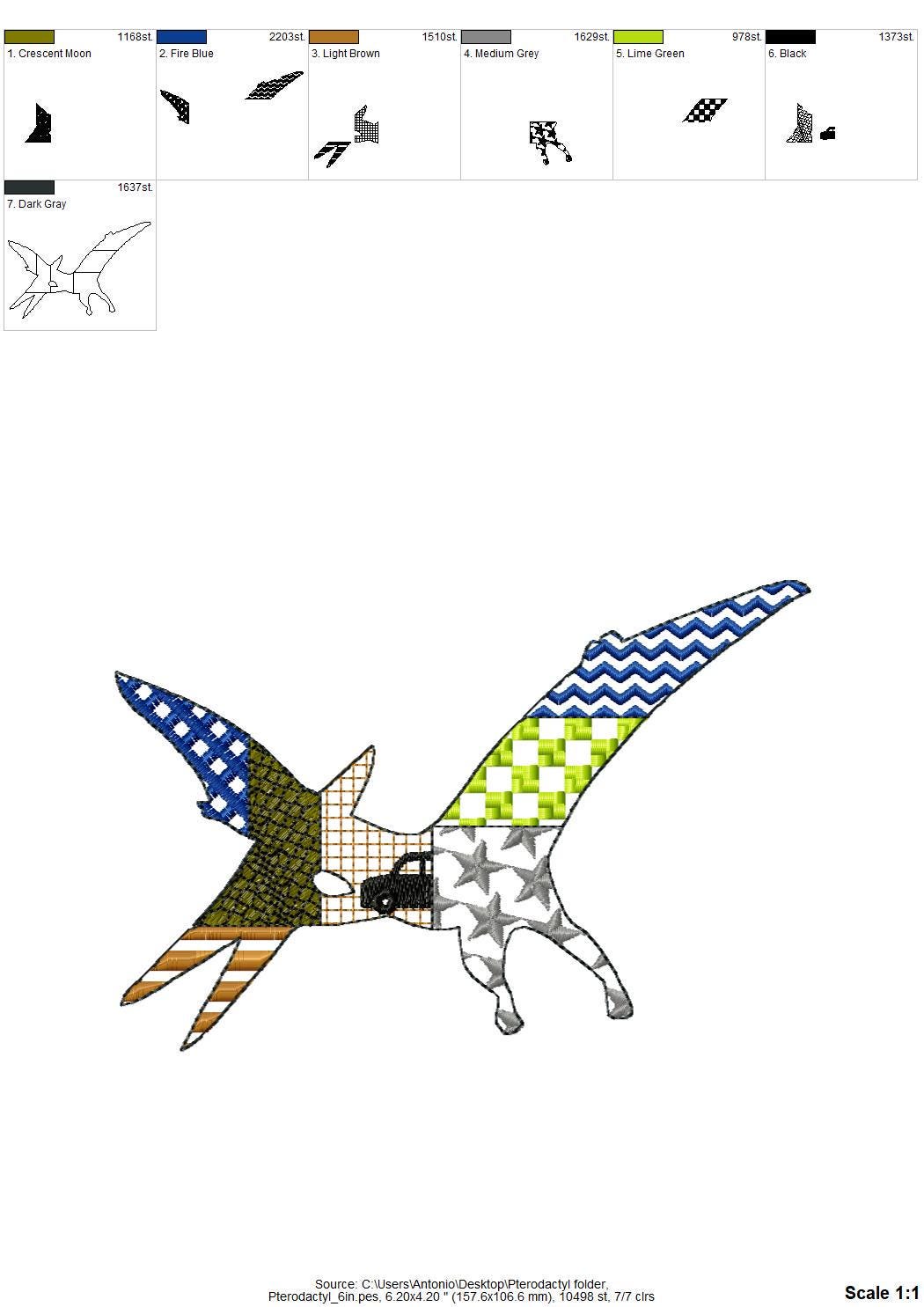 Patchwork Pterodactyl Dinosaur