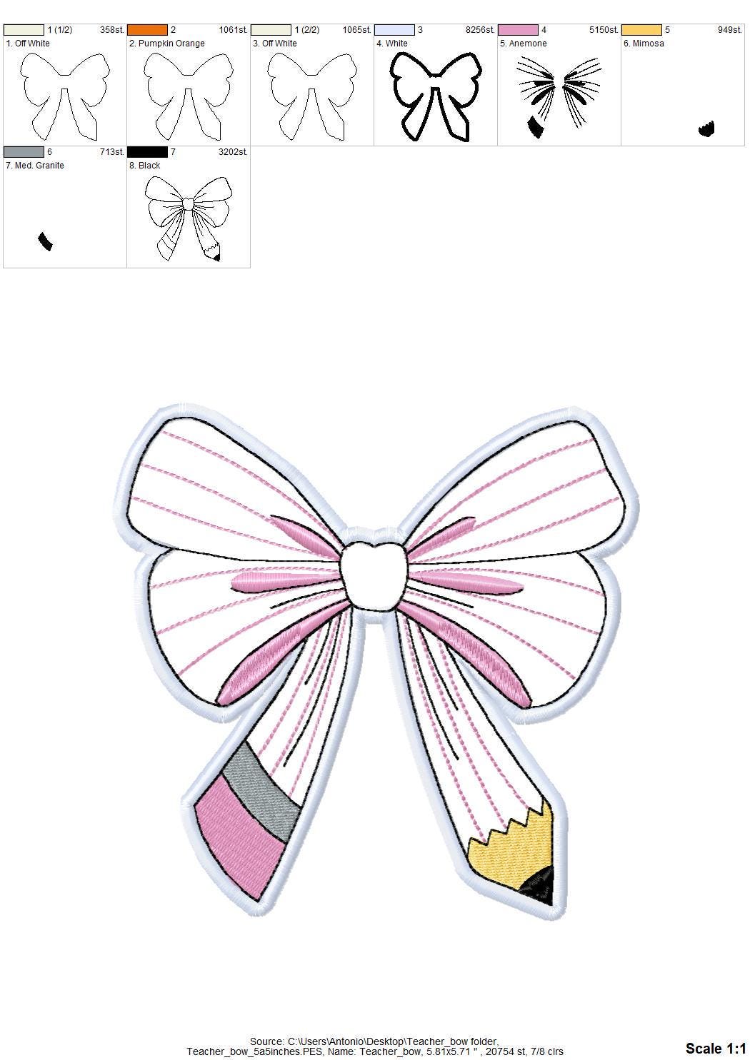 Teacher Pencil Bow Split Side Seam